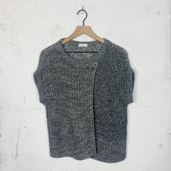 Brunello Cucinelli Sweaters - Brunello Cucinelli Crochet Knot Short Sleeve Sweater Cardigan Size Medium